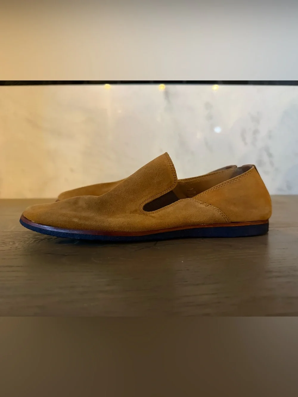 Johnson and Murphy Men's Suede Slip-On Loafers in Tan. NWOT